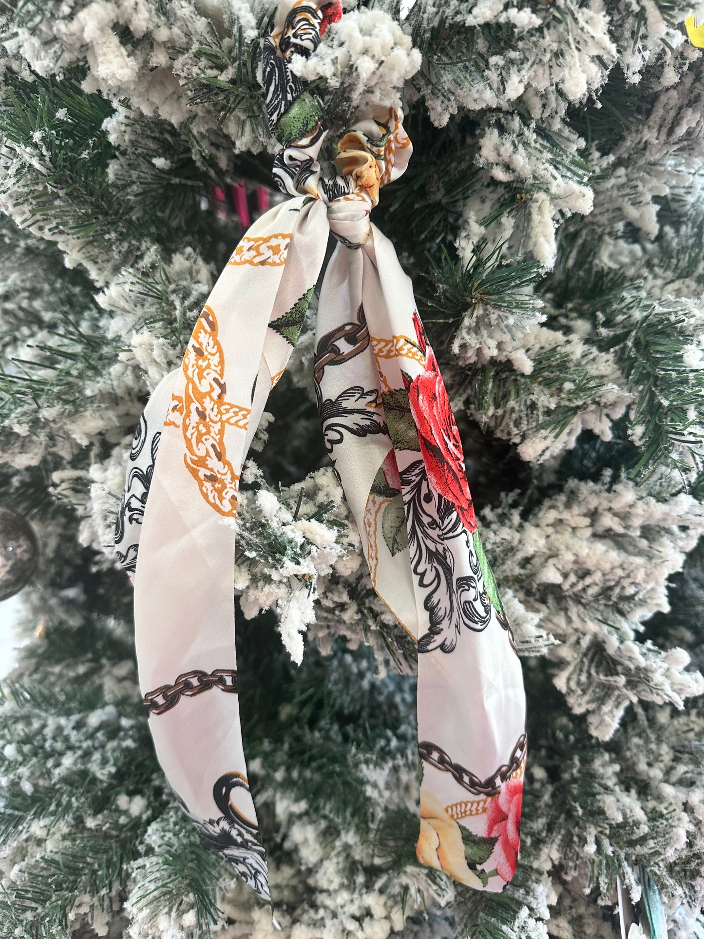 Printed Satin Scarf Hair Scrunchies