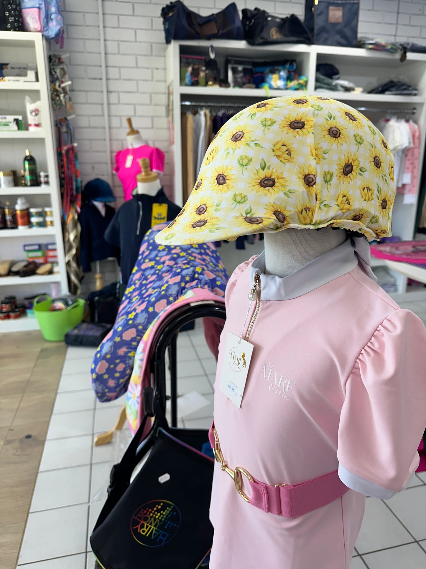 Sunflower Gingham Helmet Cover