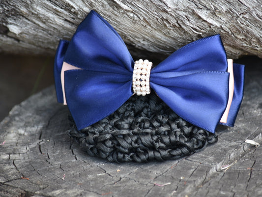 Horse Show Hair Snood with delicate Pearl Bead & Crystal Clasp