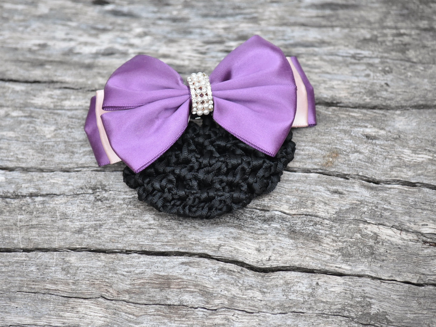 Horse Show Hair Snood with delicate Pearl Bead & Crystal Clasp