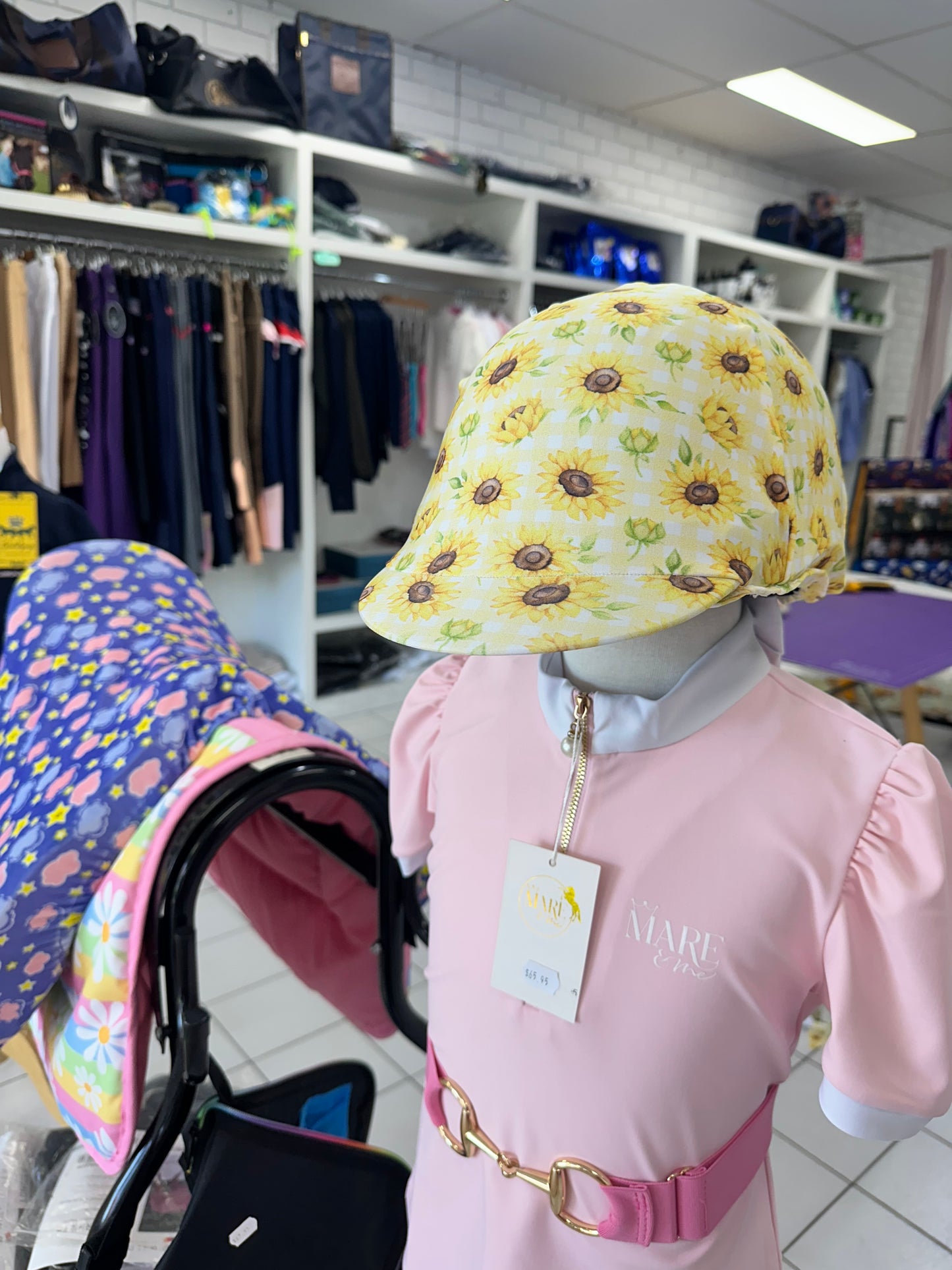 Sunflower Gingham Helmet Cover