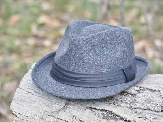 Grey Wool Trilby Hat