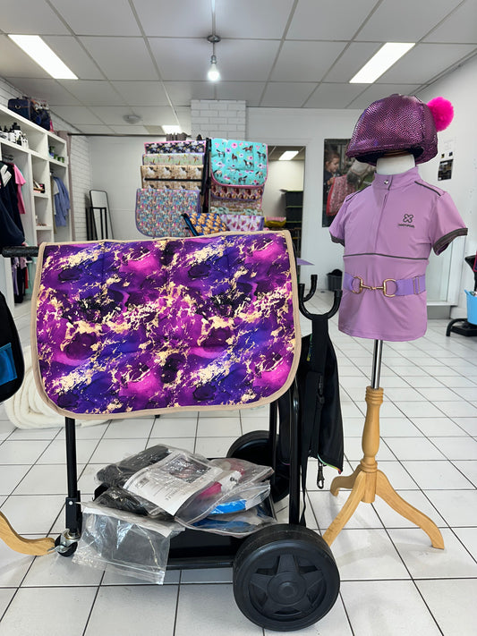 Purple & Gold Marble Kids Saddle Pad