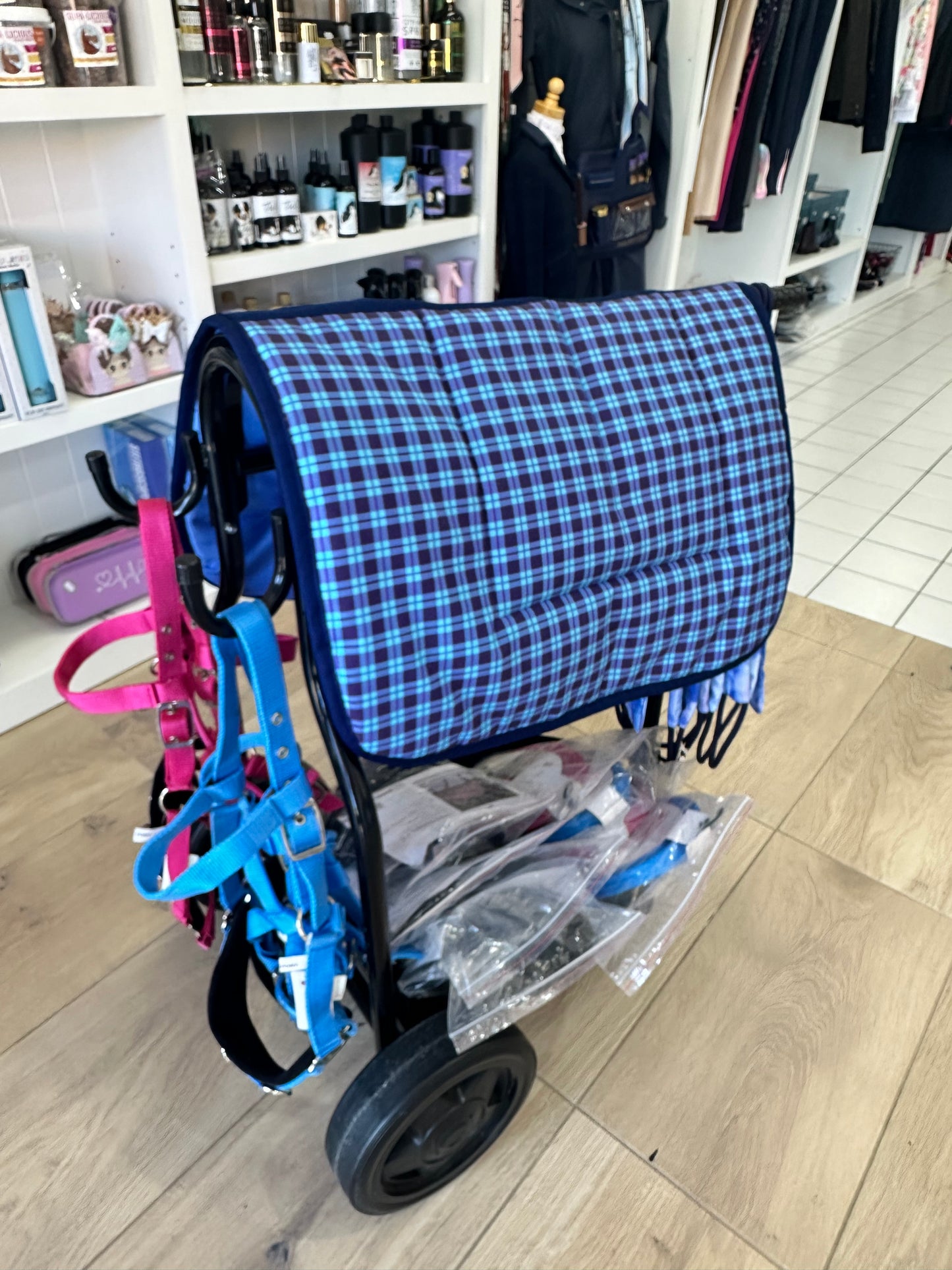 Blue Check Kids Saddle Pad