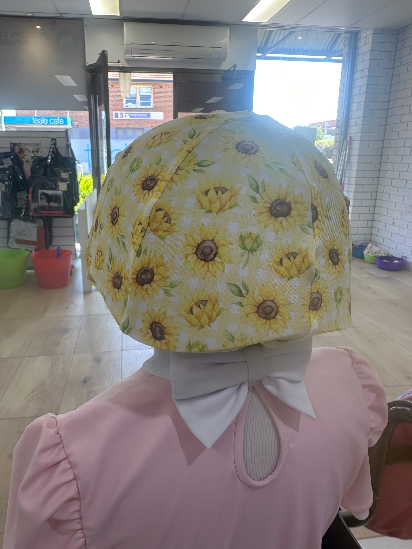 Sunflower Gingham Helmet Cover