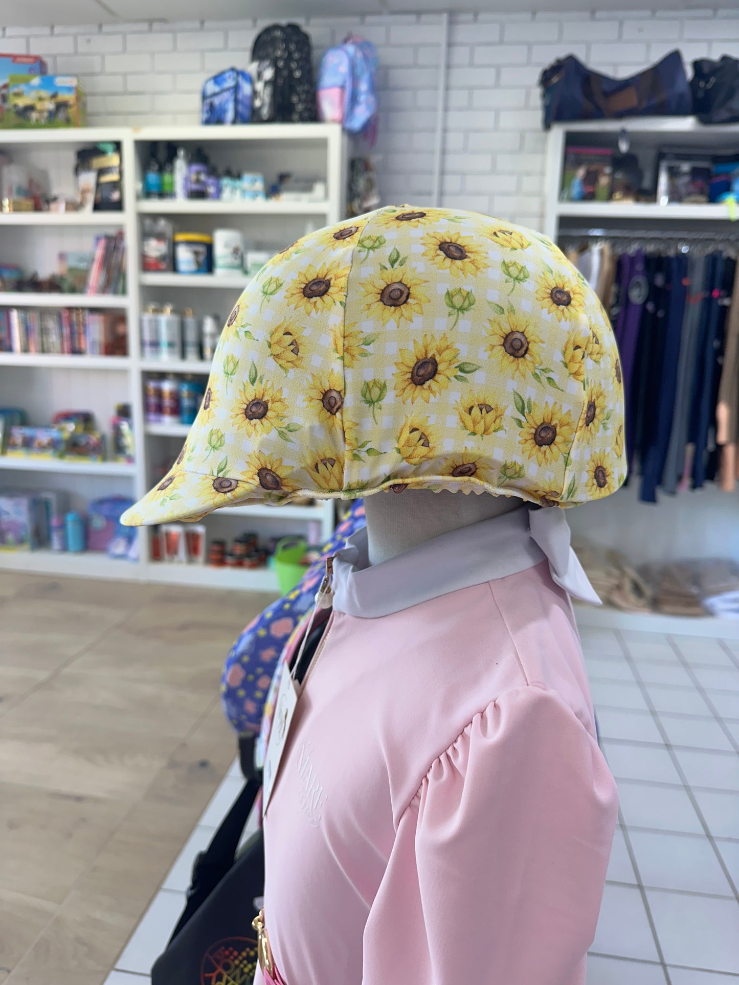 Sunflower Gingham Helmet Cover