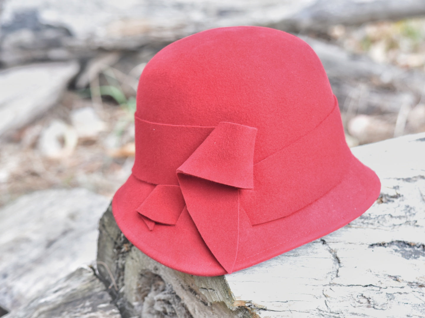Elegant Red Wool Horse Showing Hat