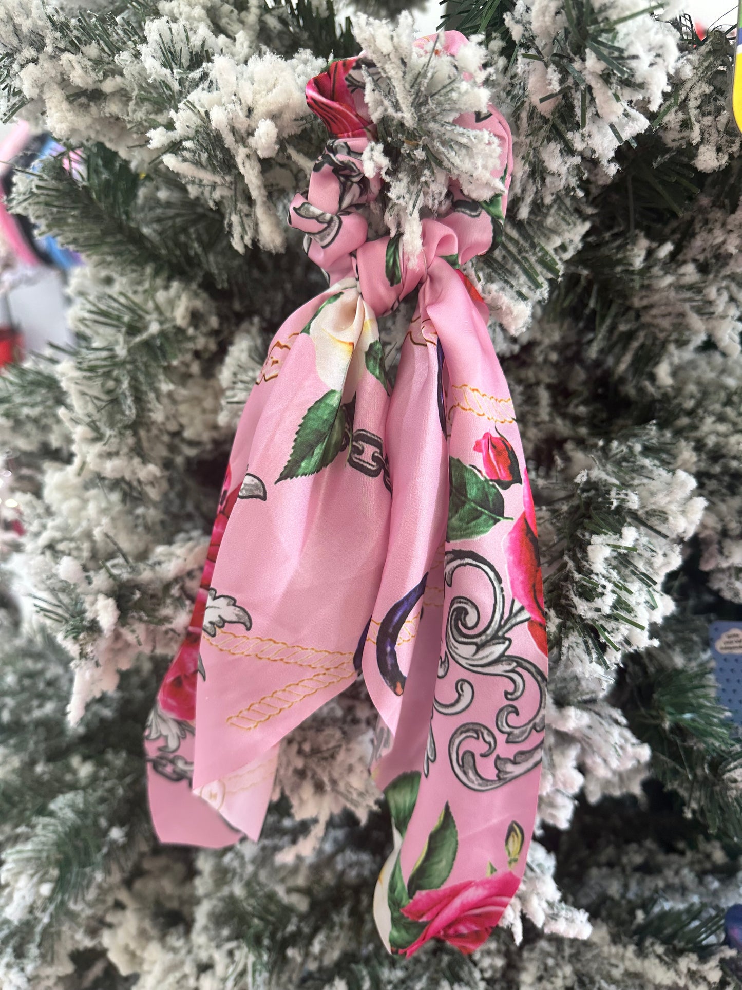 Printed Satin Scarf Hair Scrunchies