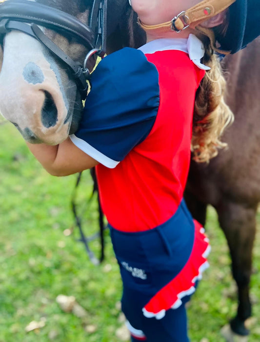 Mare and Me Red & Navy Moondancer Riding Shirt