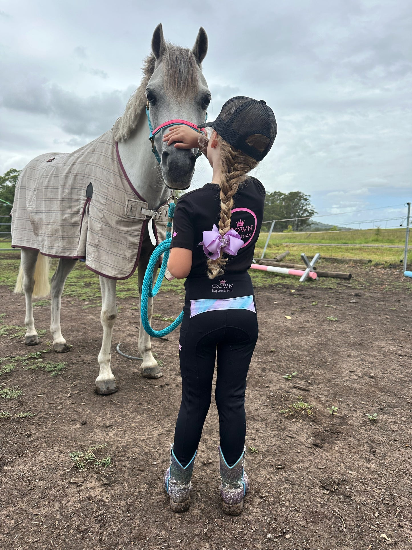 Crown Equestrian Kids Marble Riding Tights