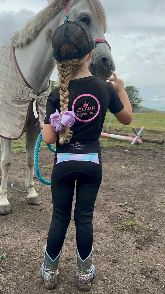 Crown Equestrian Kids Marble Riding Tights