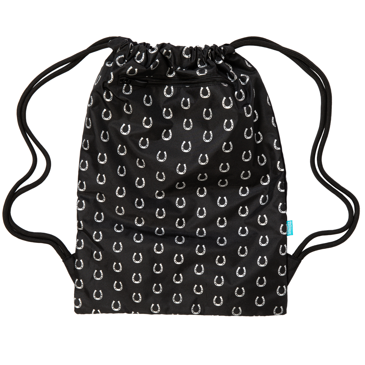 Spencil Black & White Horses Big Drawstring Bags