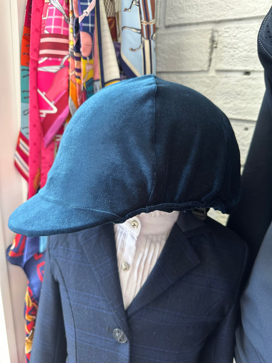 Navy Velvet Helmet Cover