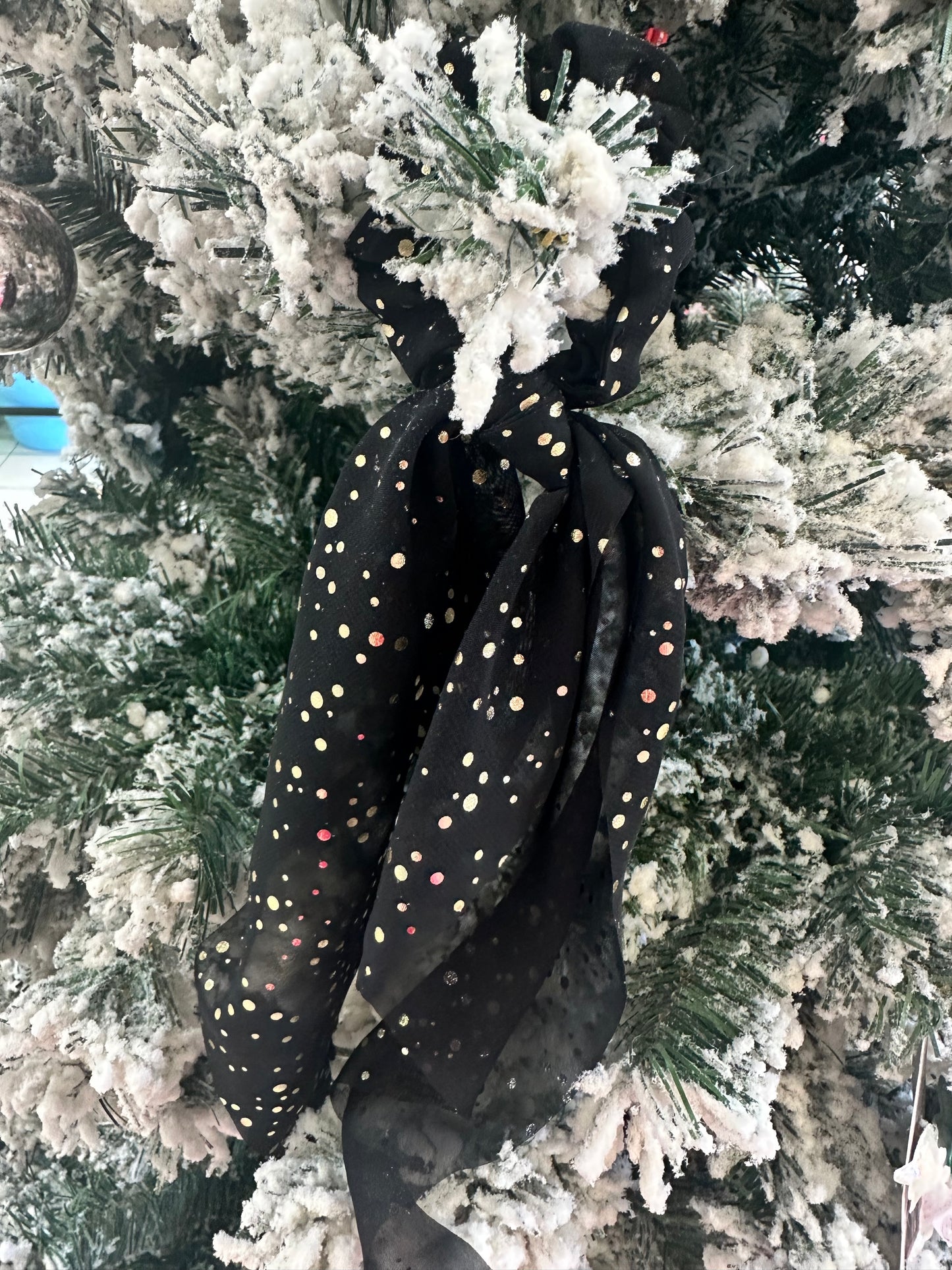 Sheer Tule Gold Foiled Hair Scarf Scrunchies