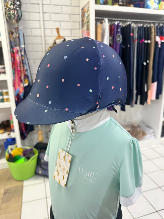 Navy Polka Dots Kids Helmet Cover