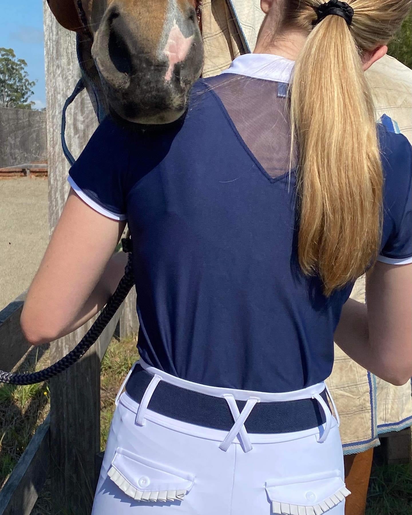 Mare and Me Ladies Navy & White Riding Shirt