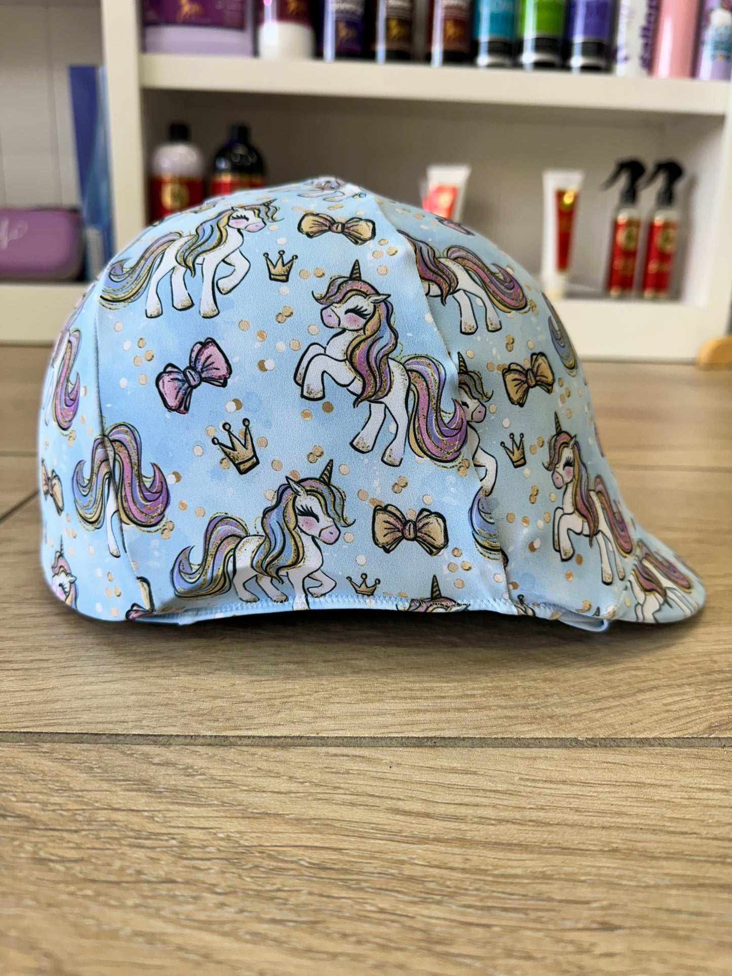 Unicorn Royalty Helmet Cover- Light Blue
