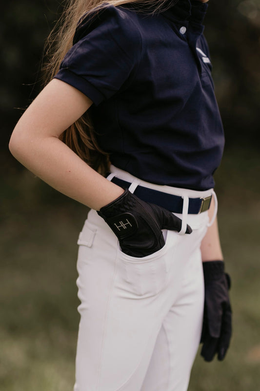 HH Equestrian Kids Black Riding Gloves