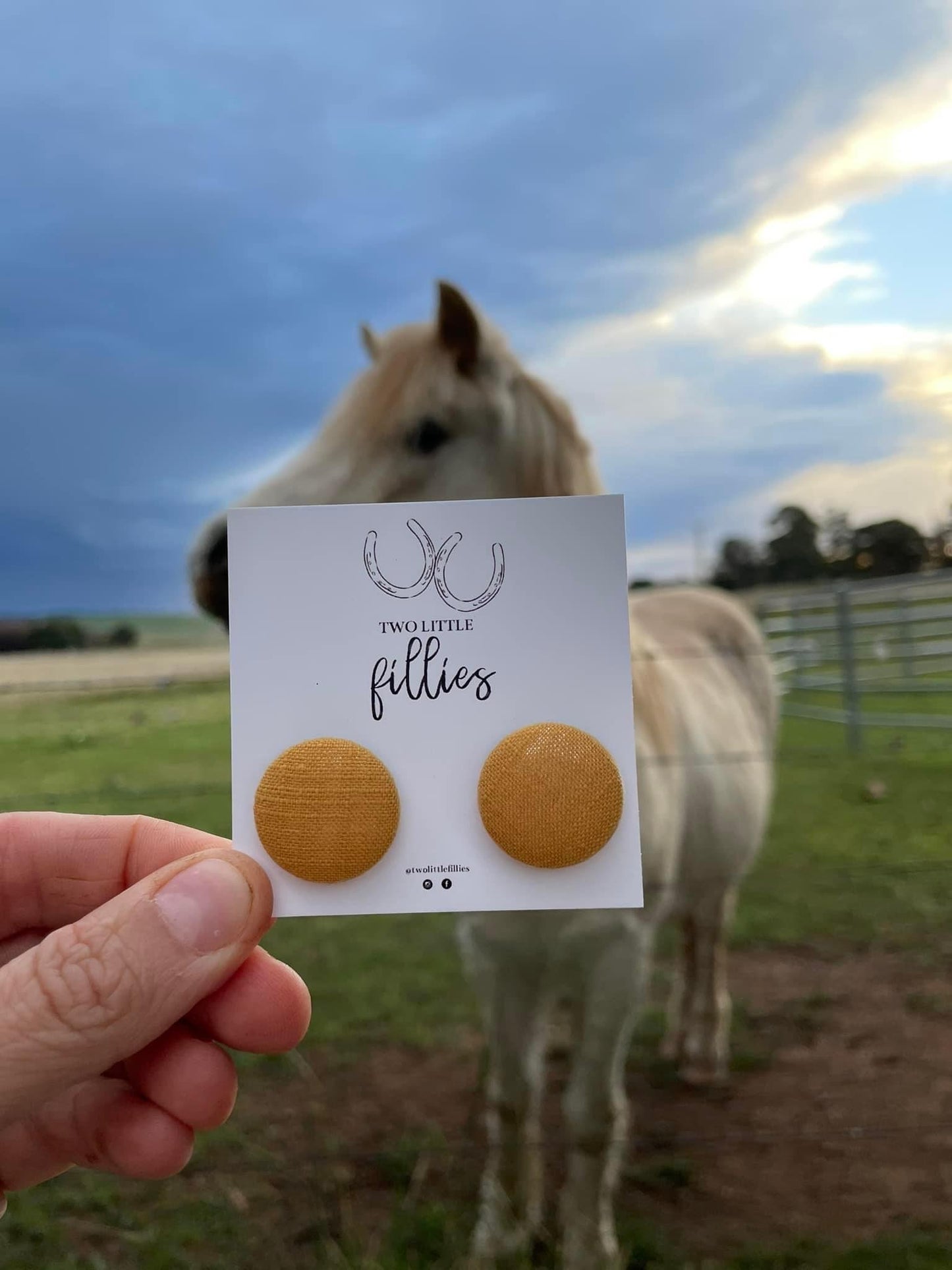 Handcrafted Mustard Fabric Studs