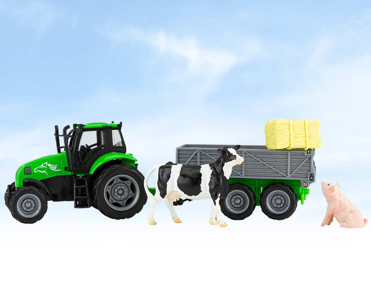 Breyer Farms Green Tractor and Tag A Long Trailer
