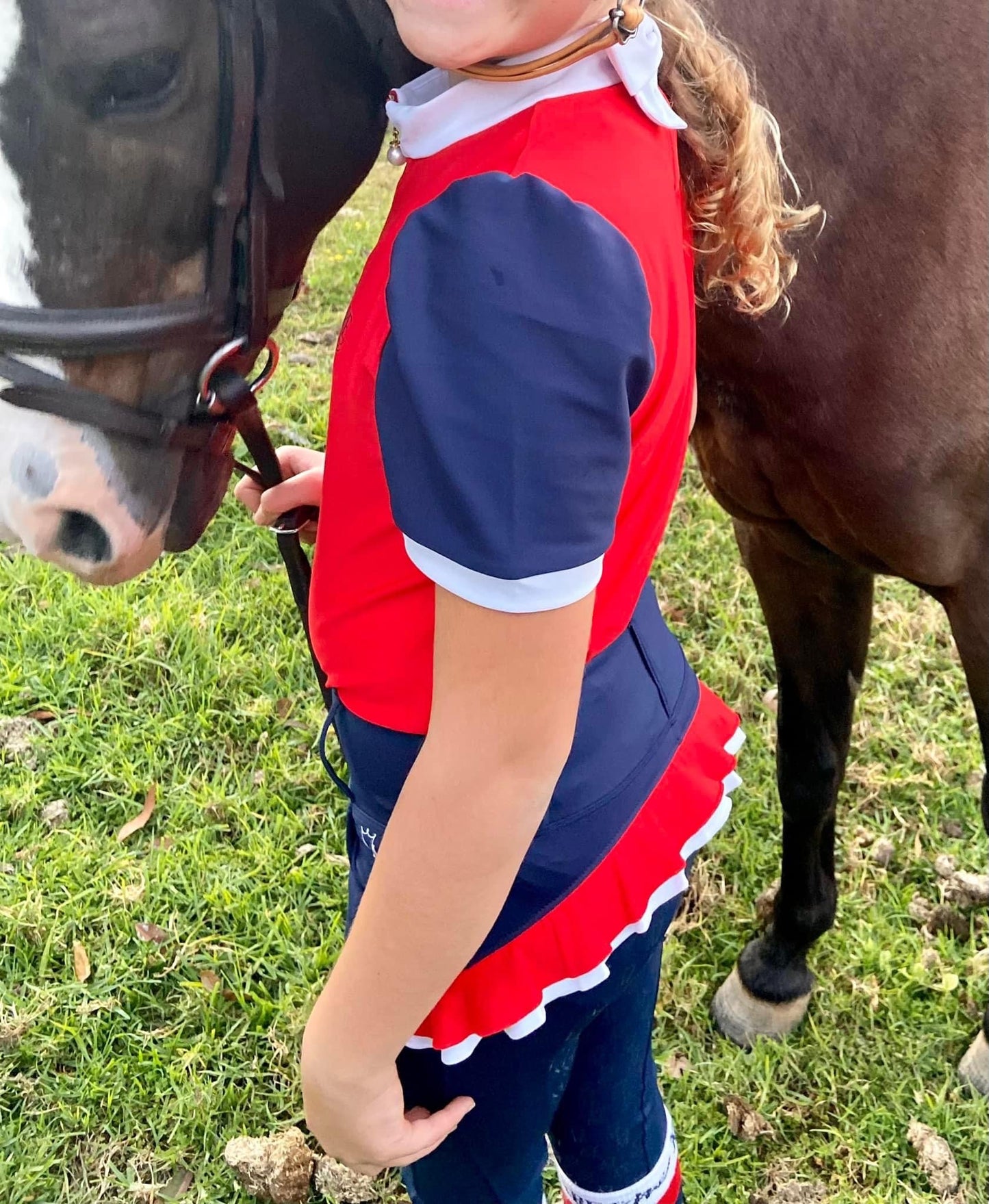 Mare and Me Red & Navy Moondancer Riding Shirt