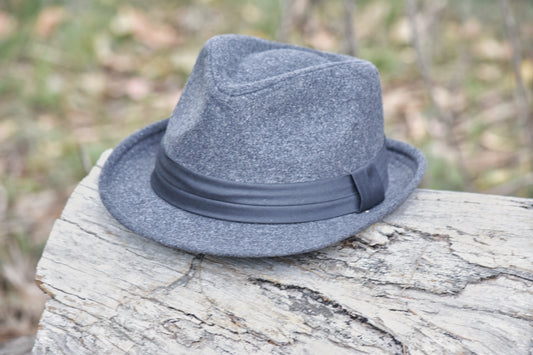 Grey Wool Trilby Hat