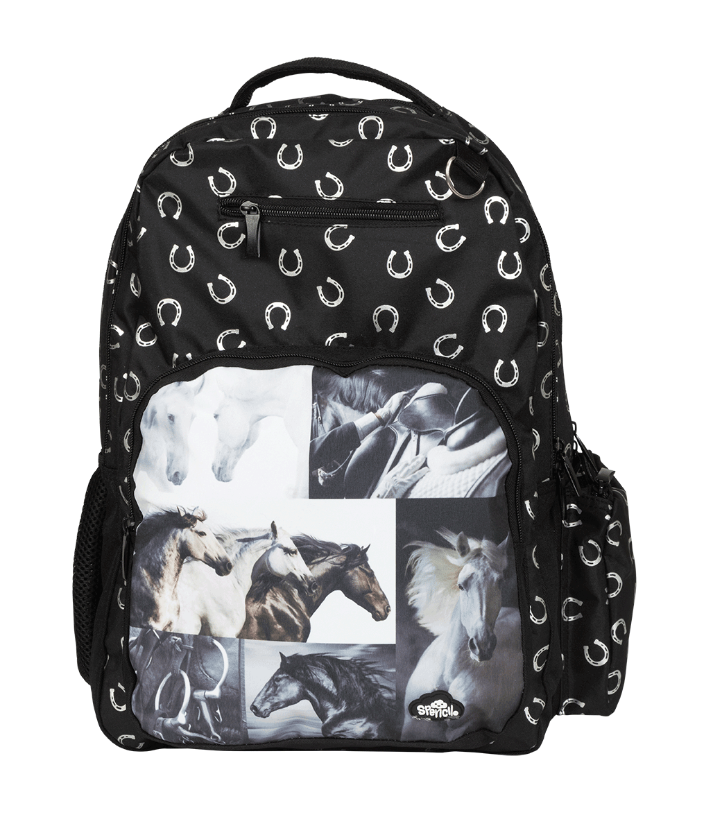Spencil Black & White Horses Big Backpack