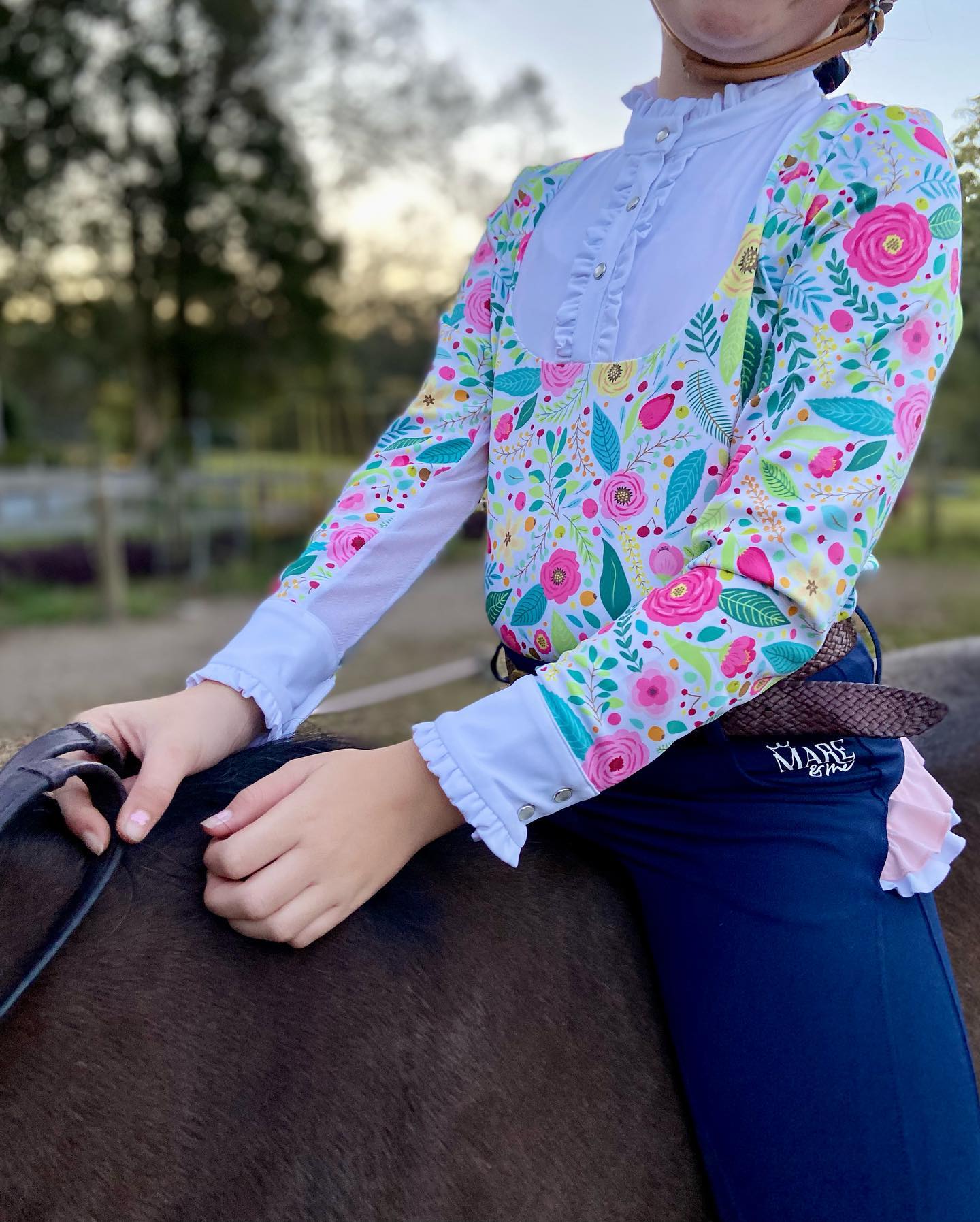 Mare and Me Girls Lottie Floral Riding Shirt