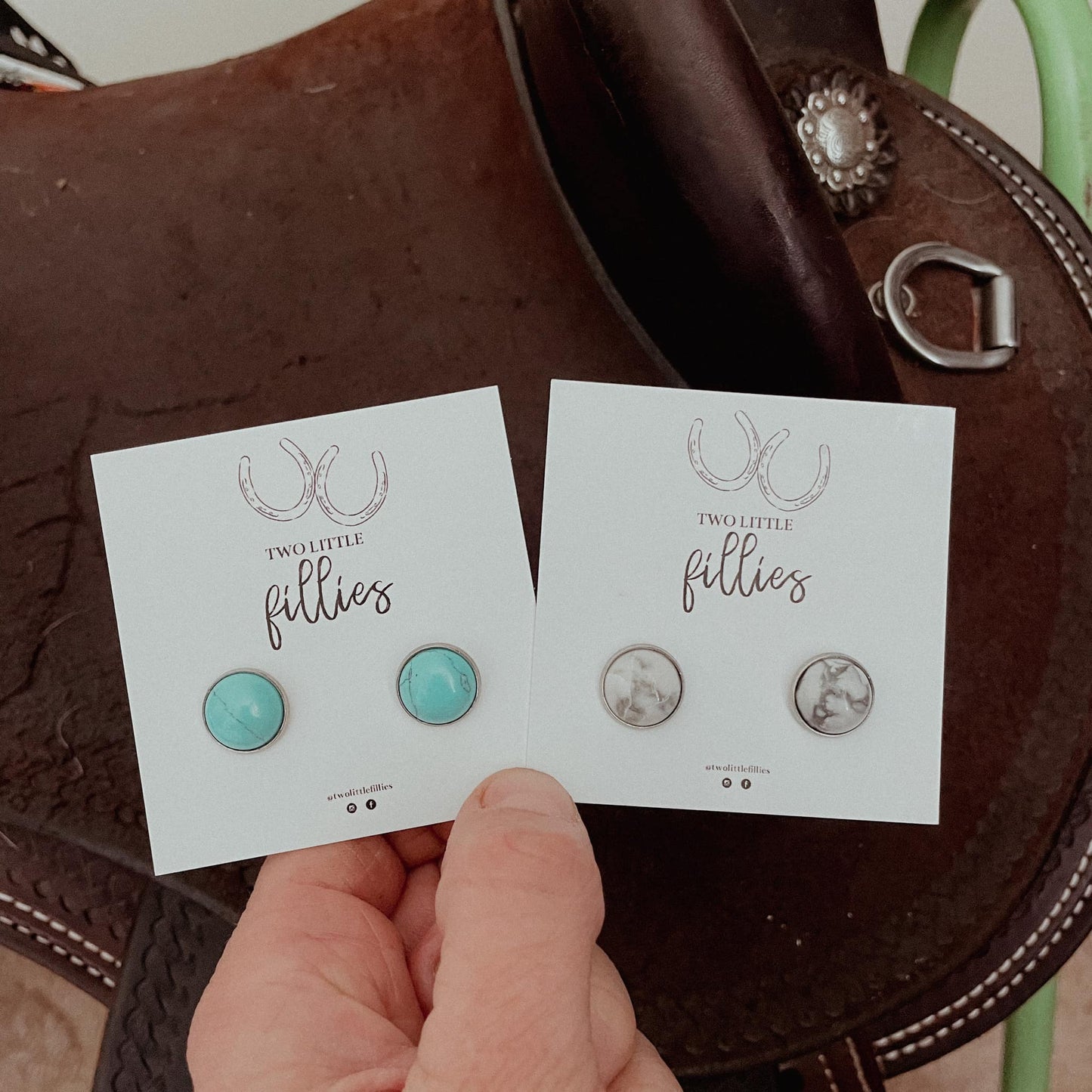 Handcrafted Howlite & Turquoise Stud Earrings