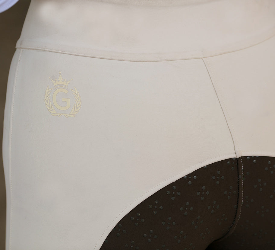 Giddyupgirl Garland Two Tone Cream & Brown Show Tights