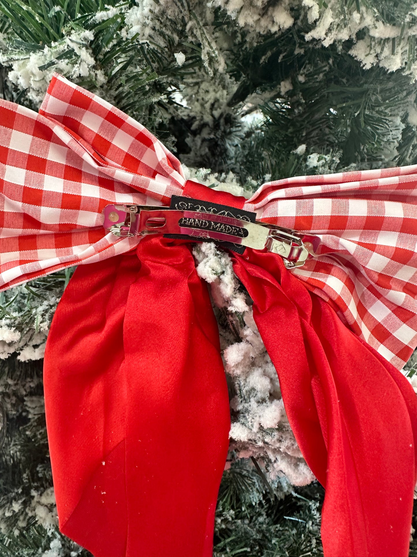 Gingham and Satin XL Hair Bow
