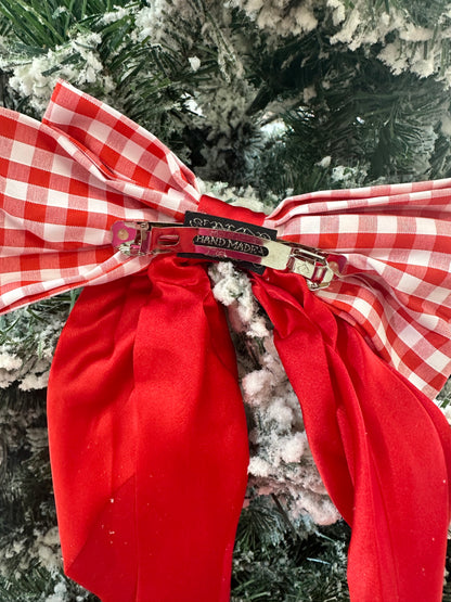 Gingham and Satin XL Hair Bow