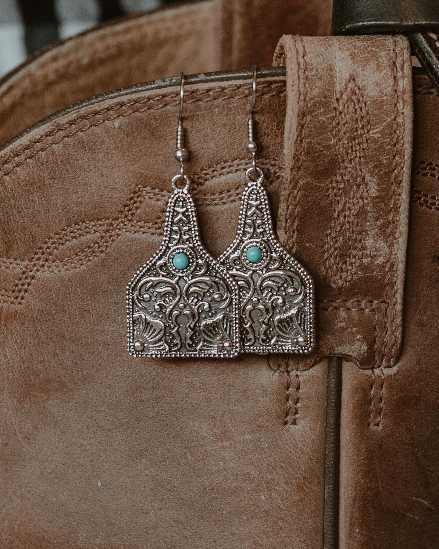 Handcrafted Stamped Metal Cattle Tag Earrings