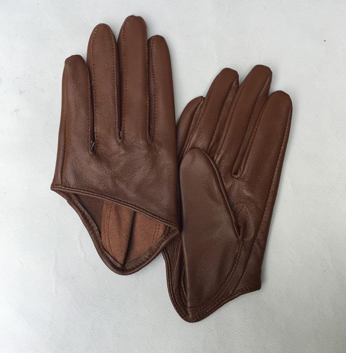 Genuine Leather Half Hand Driving Gloves