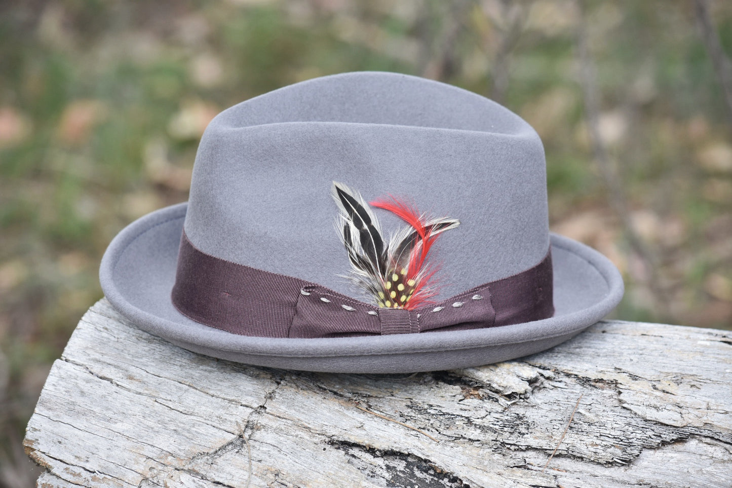Men’s Grey Woolen Fedora Showing Hat