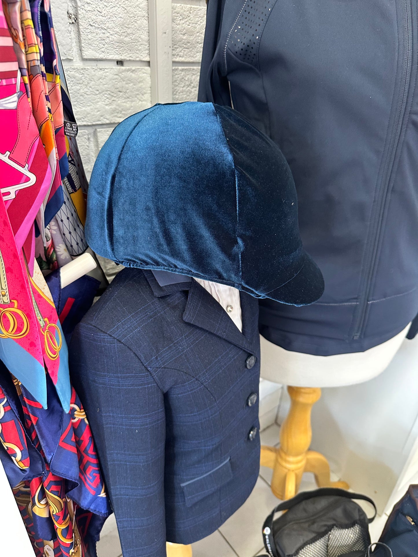 Navy Velvet Helmet Cover