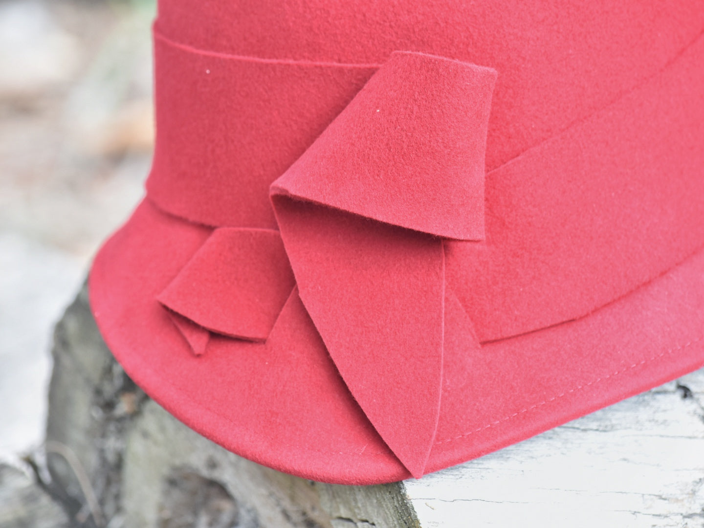 Elegant Red Wool Horse Showing Hat