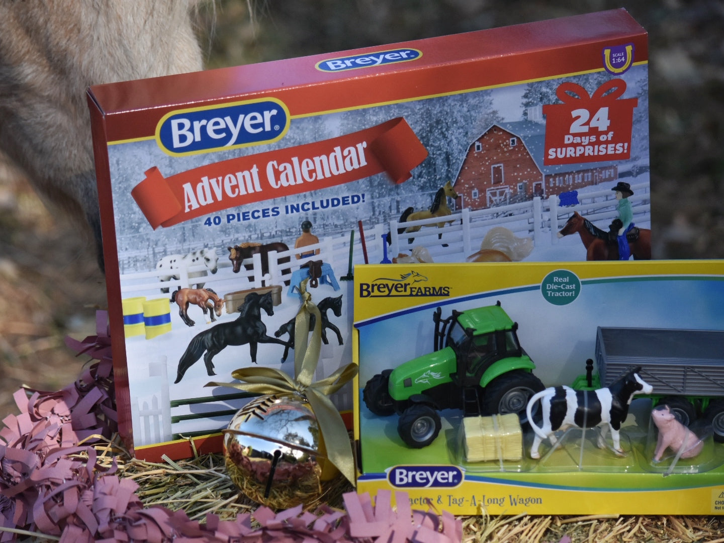 Breyer Farms Green Tractor and Tag A Long Trailer