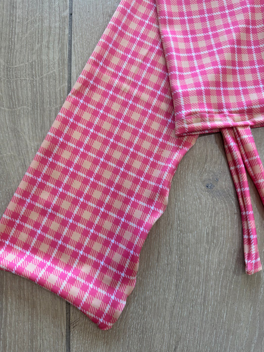 Pink & Peach Gingham Tie-in Tail Bag