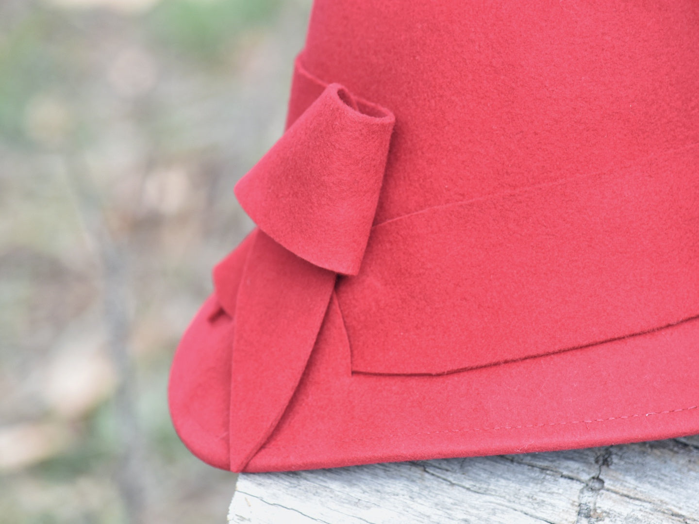 Elegant Red Wool Horse Showing Hat