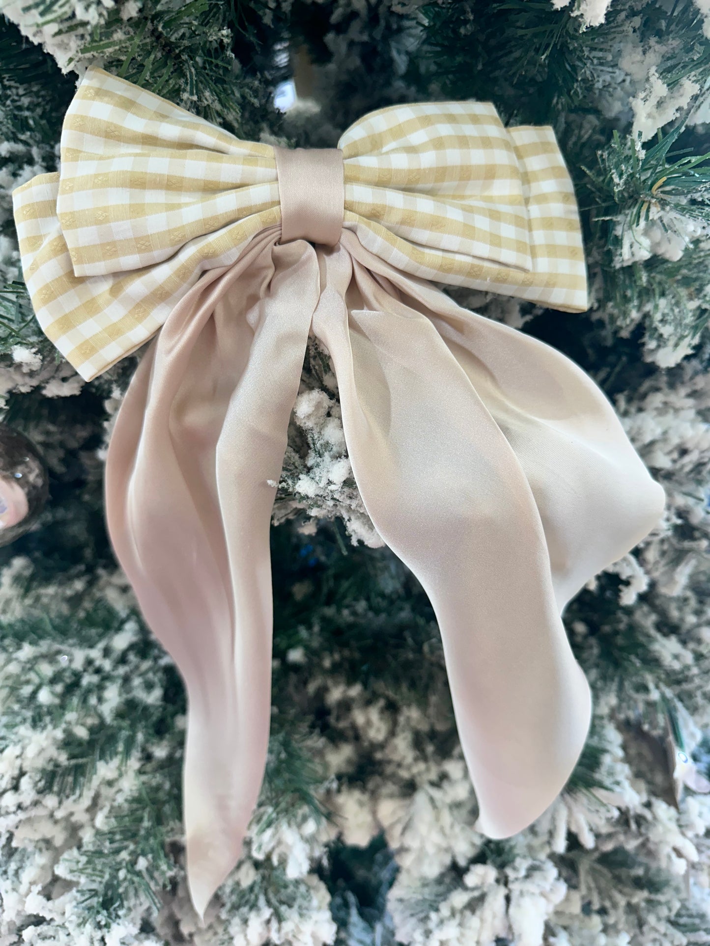 Gingham and Satin XL Hair Bow