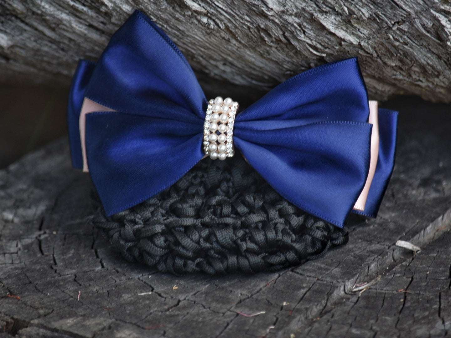 Horse Show Hair Snood with delicate Pearl Bead & Crystal Clasp