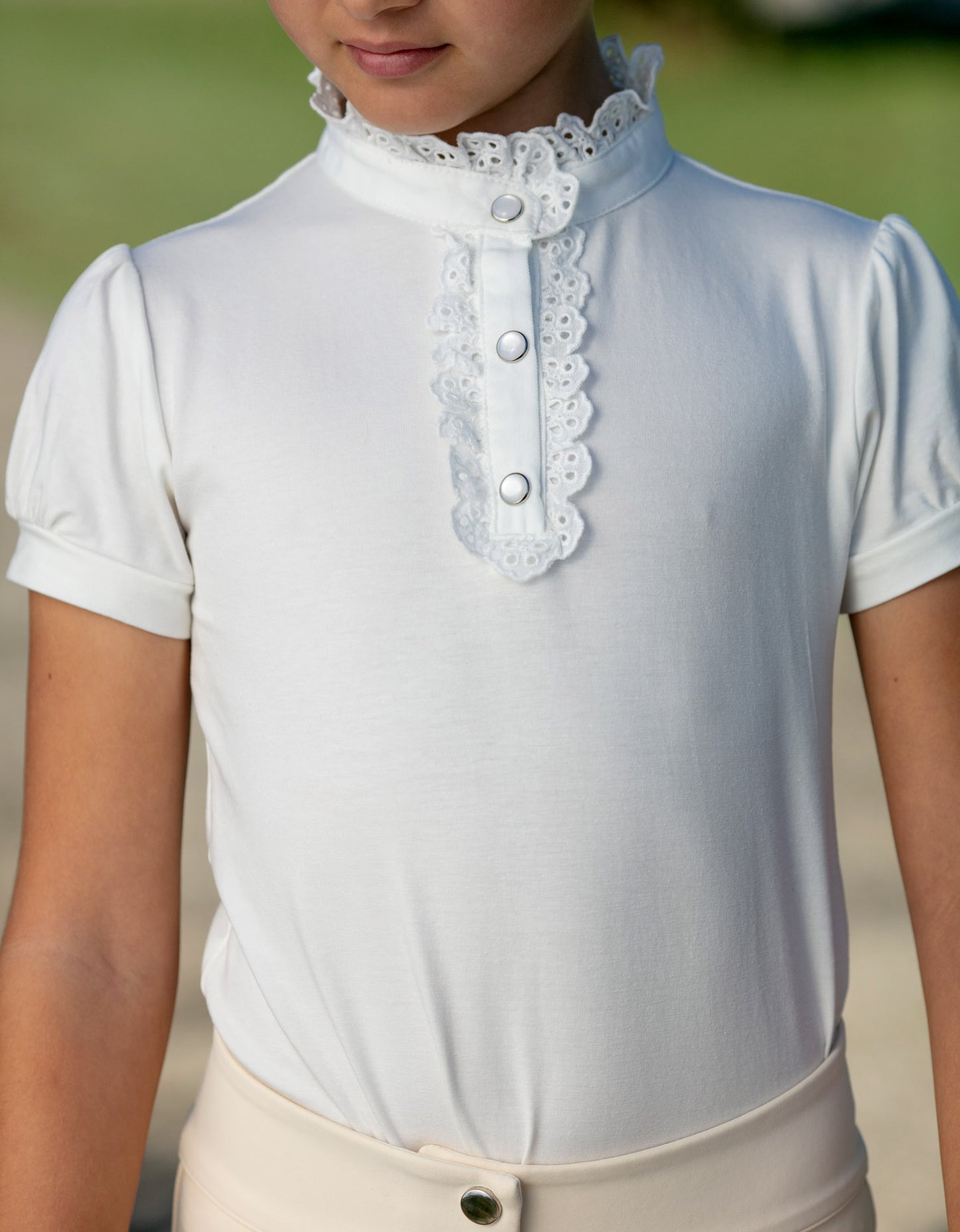 Giddyupgirl NEW Girls Zoe Cream Lace Front Ruffle Showing Shirt