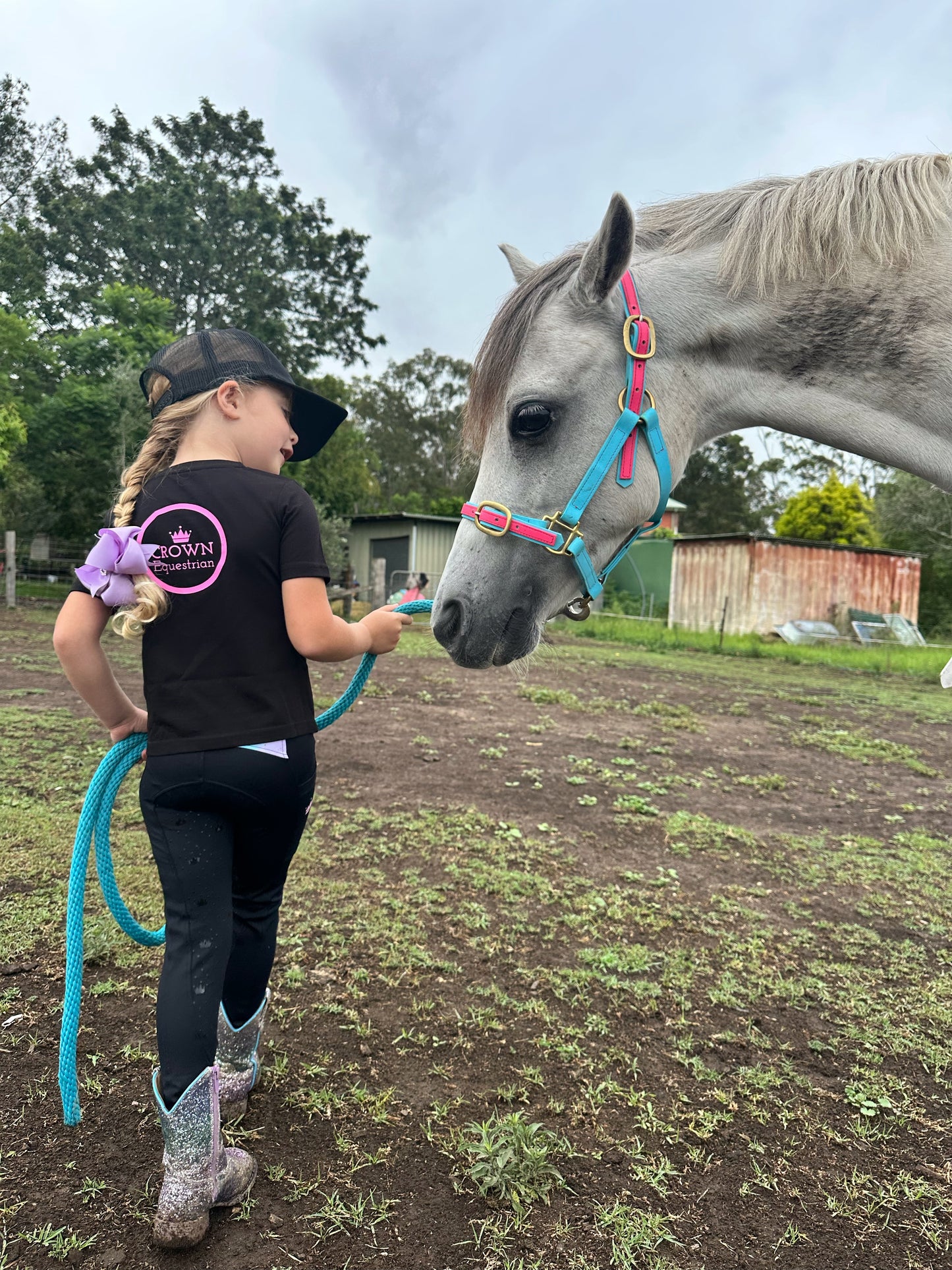 Crown Equestrian Kids Marble Riding Tights