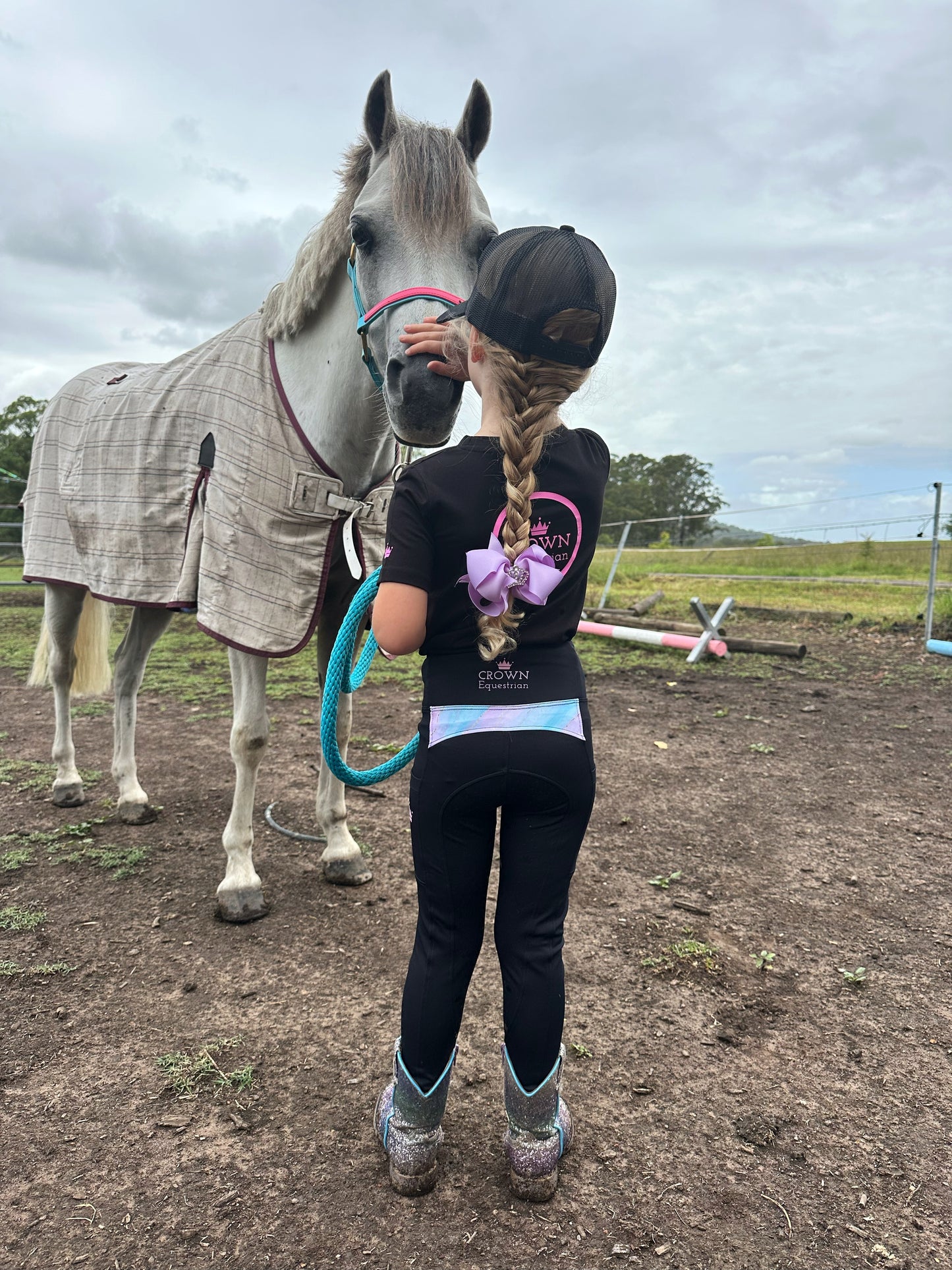 Crown Equestrian Kids Marble Riding Tights