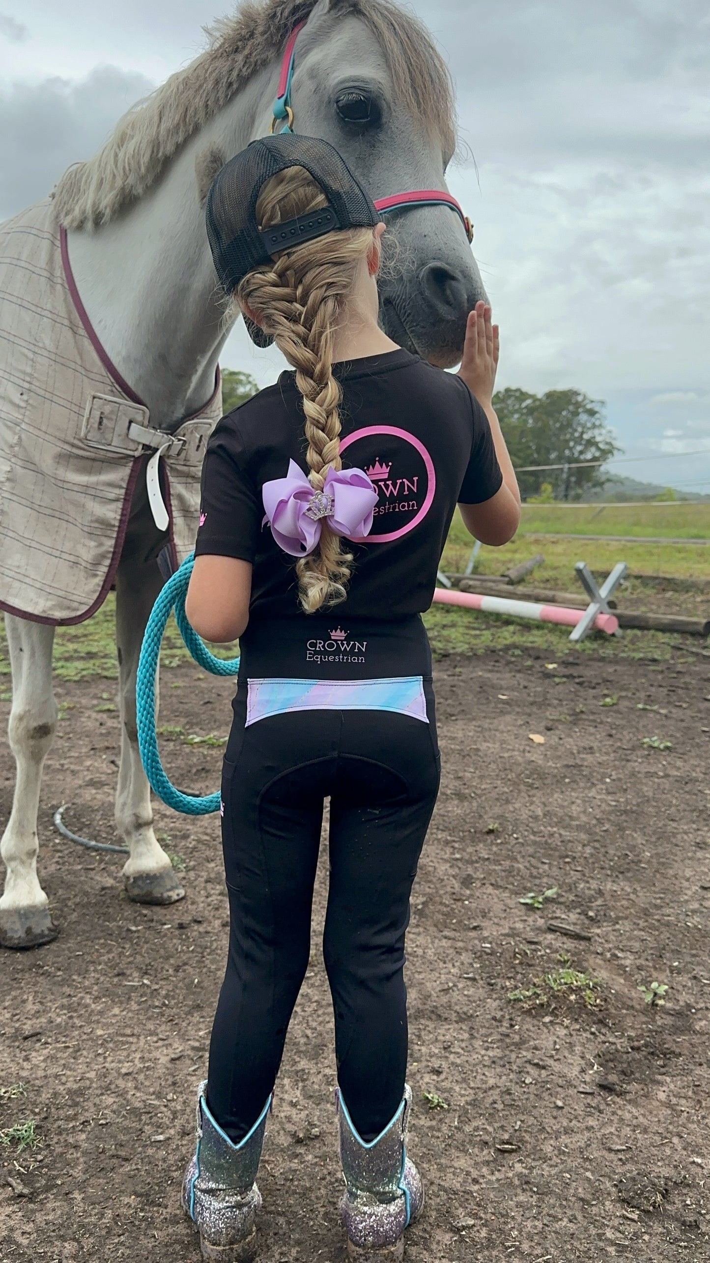 Crown Equestrian Kids Marble Riding Tights