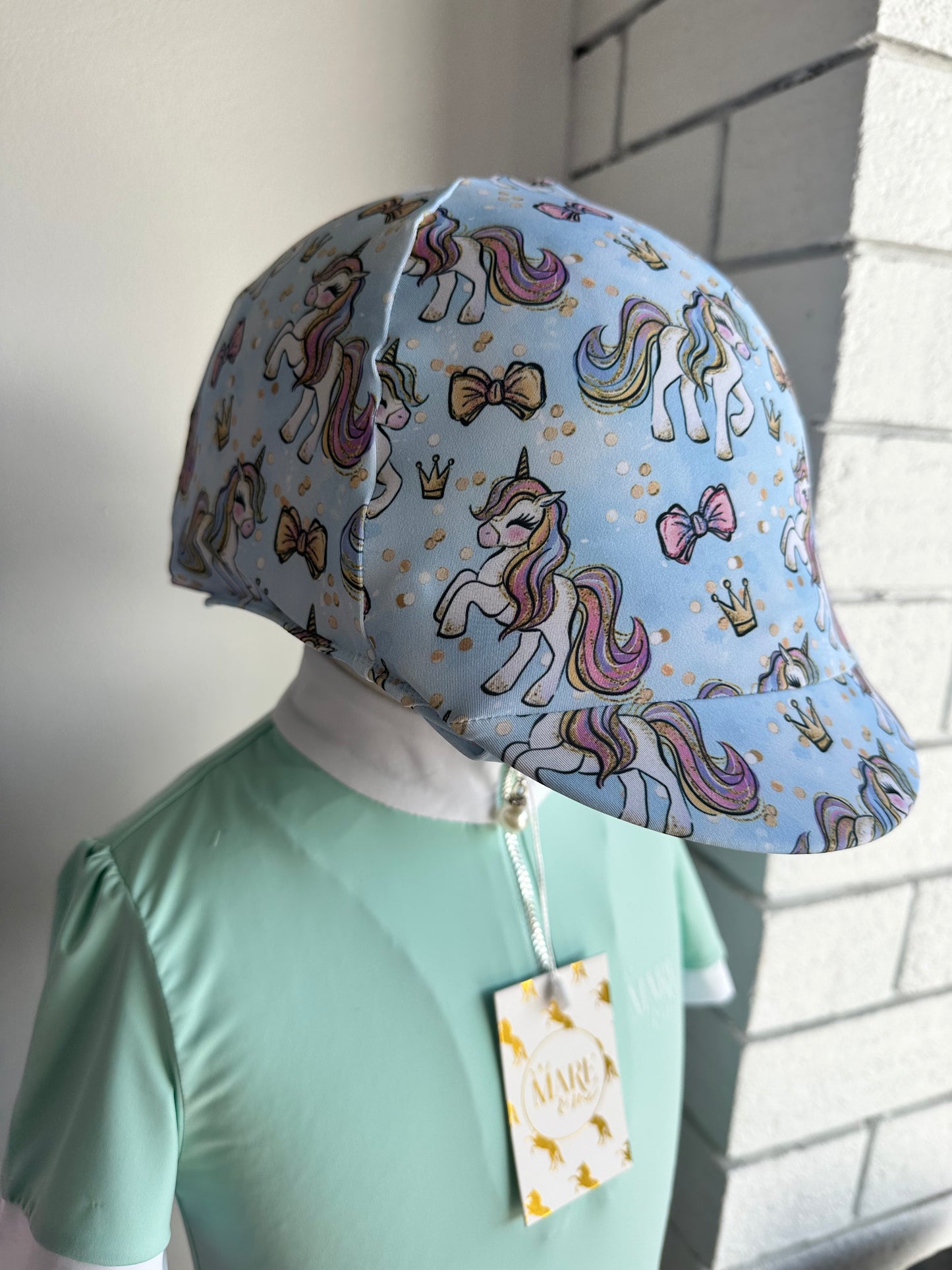 Unicorn Royalty Helmet Cover- Light Blue