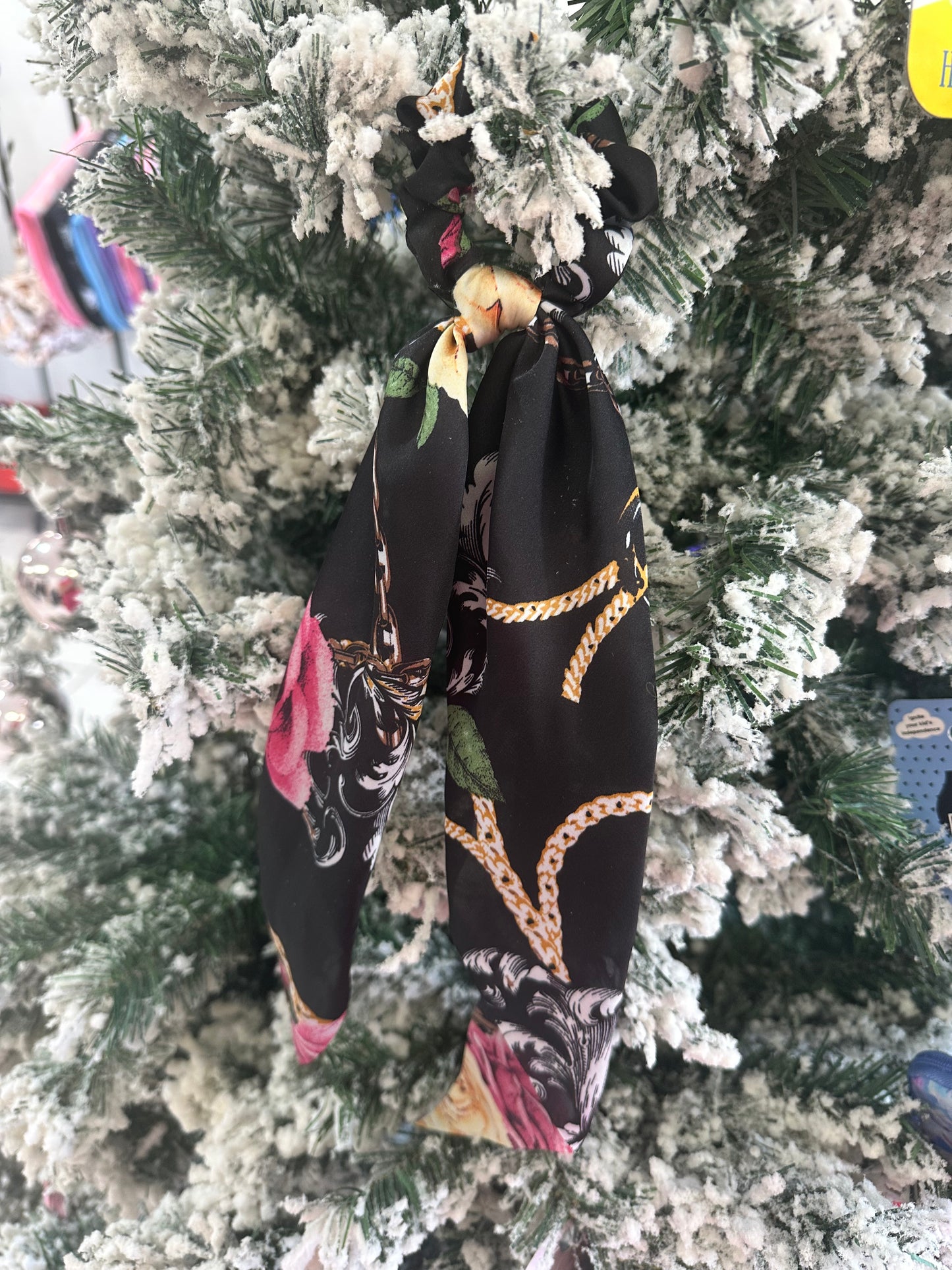 Printed Satin Scarf Hair Scrunchies