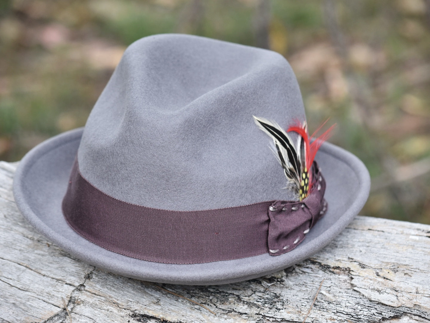 Men’s Grey Woolen Fedora Showing Hat