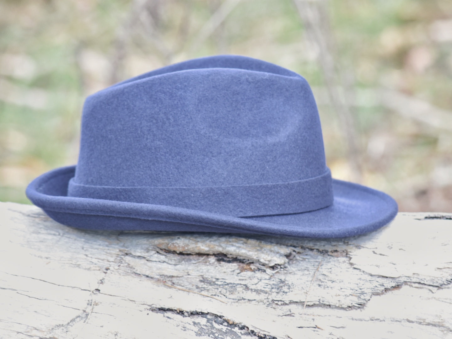 Navy Blue Woollen Trilby Hat